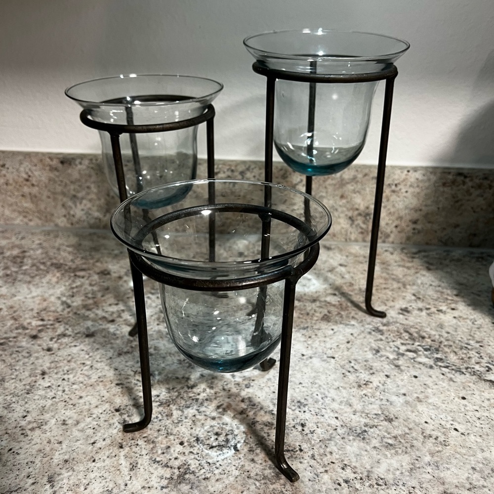 Glass candle holder decorations